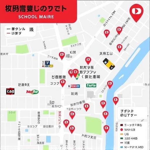 学校周辺の地図とコインパーキングの場所を示す画像
